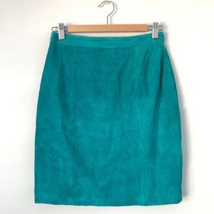Suede pencil skirt.